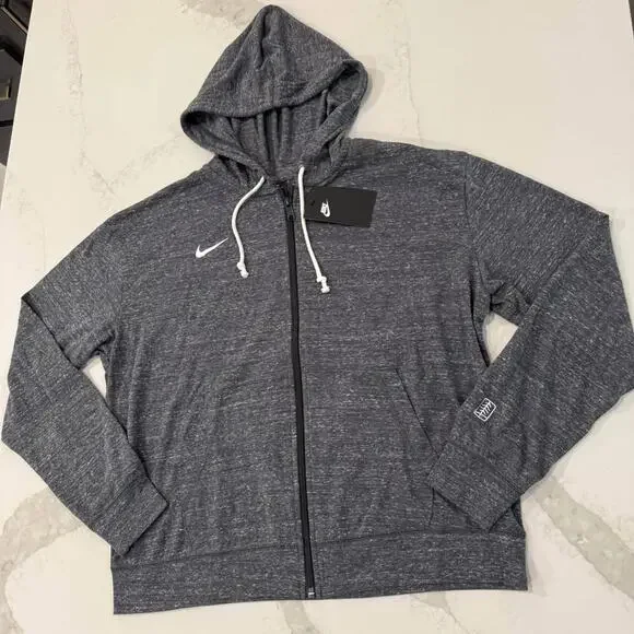Nike NWT Training FullZip Lightweight Hoodie Womens Large HeatherGray Athleisure - Picture 2 of 7